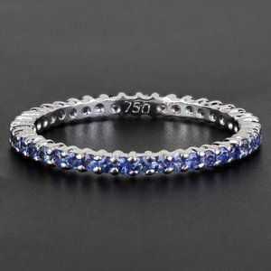New Jolie 18k White Gold & Sapphire Stackable Eternity Wedding Anniversary Ring